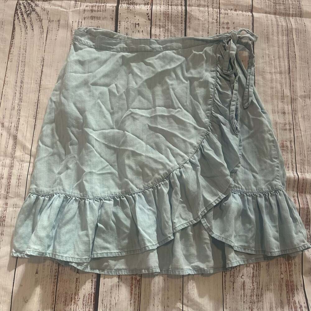Harper Heritage Blue Ruffle Wrap Cottagecore Fairycore Mini Skirt